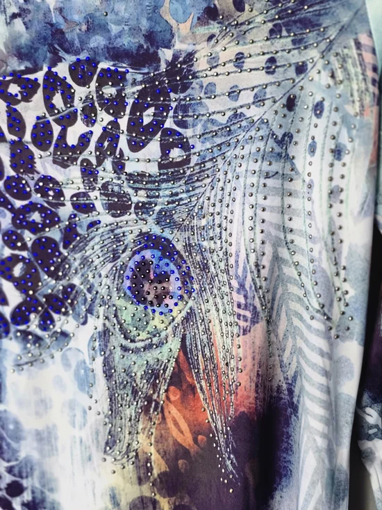 Blue Multi-Pattern Women's Tunic Top - Picture 2 of 3